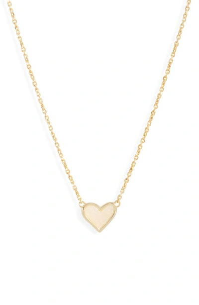 Shop Kendra Scott Ari Heart Pendant Necklace In Gold Iridescent Drusy