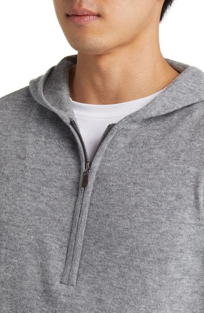 Shop Johnnie-o Mitch Hooded Half Zip Wool & Cashmere Sweater In Seal