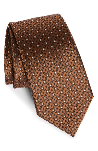 Shop Zegna Ties Fili Links Silk Tie In Orange