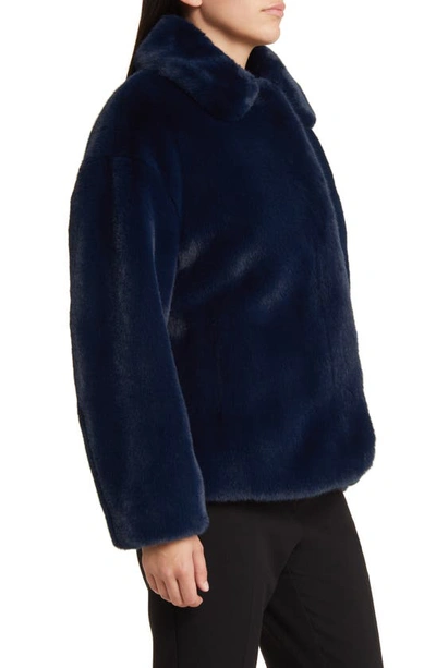 Shop Ted Baker Liliam Faux Fur Jacket In Navy Blue