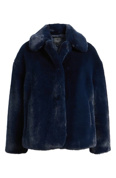 Shop Ted Baker Liliam Faux Fur Jacket In Navy Blue