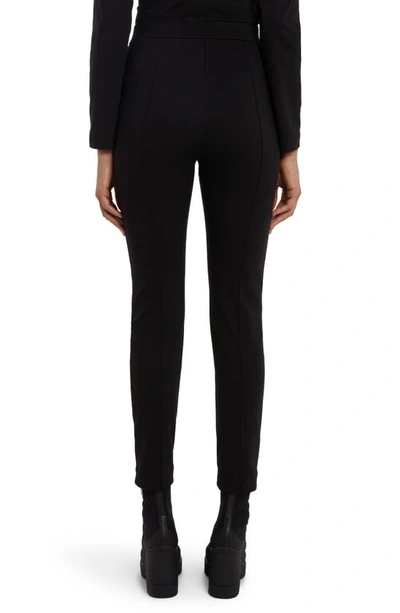 Moncler Brand-embossed Slim-fit High-rise Stretch-woven Leggings In Black
