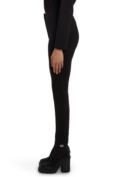 Moncler Brand-embossed Slim-fit High-rise Stretch-woven Leggings In Black