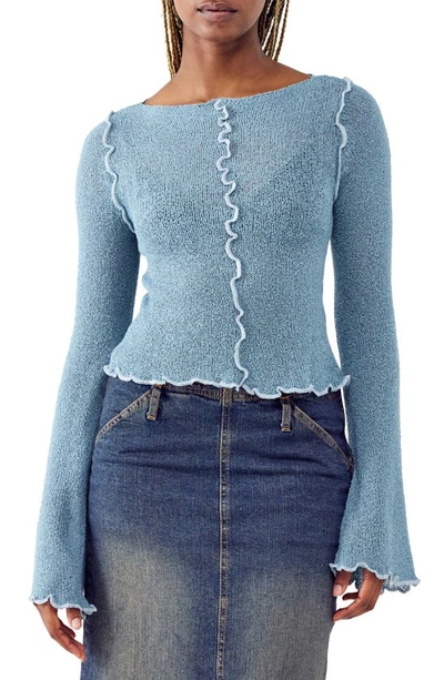 Shop Bdg Urban Outfitters Sheer Boatneck Sweater In Blue