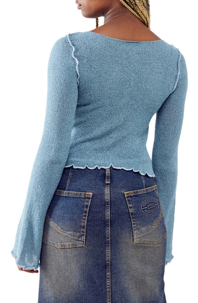 Shop Bdg Urban Outfitters Sheer Boatneck Sweater In Blue