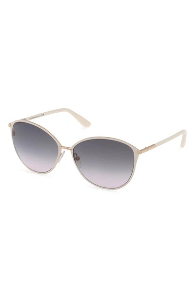 Shop Tom Ford Penelope 59mm Gradient Round Sunglasses In Shiny Rose Gold / Smoke