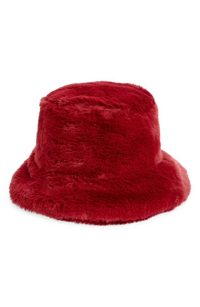 Shop Ted Baker Prinnia Faux Fur Bucket Hat In Deep Purple