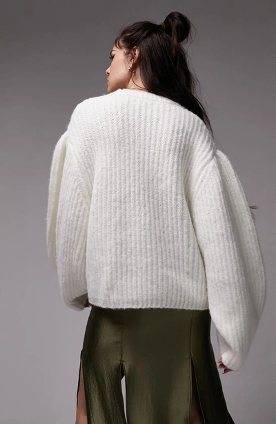 Shop Topshop Volume Sleeve Sweater In Ivory