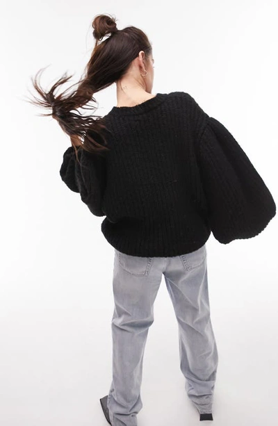 Shop Topshop Volume Sleeve Sweater In Black