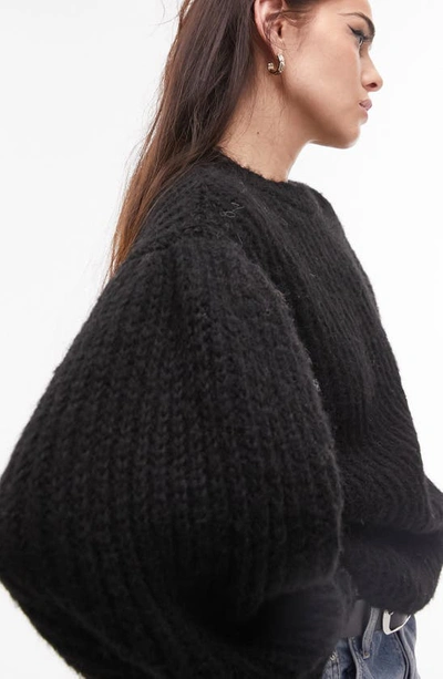 Shop Topshop Volume Sleeve Sweater In Black