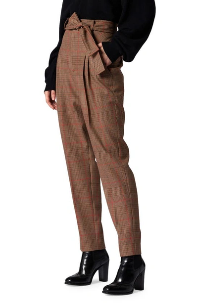 Shop Equipment Saree Plaid Belted High Waist Tapered Trousers In Emperador Multi