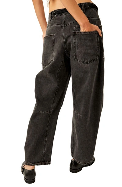 Free People Moxie Low Rise Drawstring Barrel Leg Jeans In Night Hawk 2