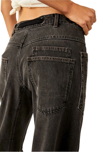 Shop Free People Moxie Low Rise Drawstring Barrel Leg Jeans In Night Hawk 2