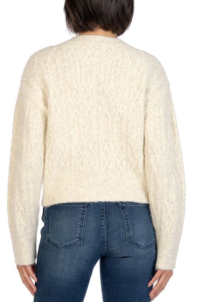 Shop Kut From The Kloth Petra Crop Cable Cardigan In Ivory