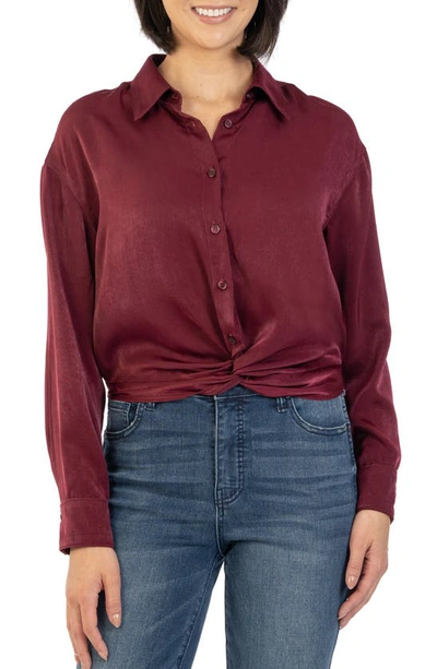Shop Kut From The Kloth Delanie Knot Front Shirt In Wine