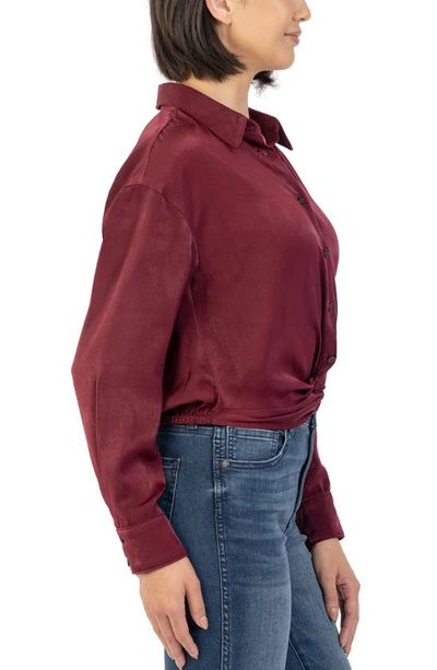 Shop Kut From The Kloth Delanie Knot Front Shirt In Wine
