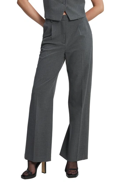 Shop Bardot Pleated Pinstripe Straight Leg Pants In Grey Stripe