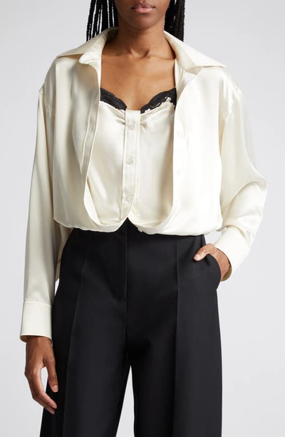 Shop Alexander Wang Integrated Camisole Silk Shirt In Ivory