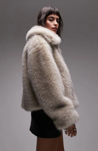 Shop Topshop Crop Faux Fur Coat In White