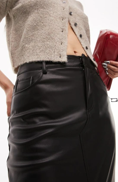 Topshop Faux Leather Maxi Skirt In Black ModeSens