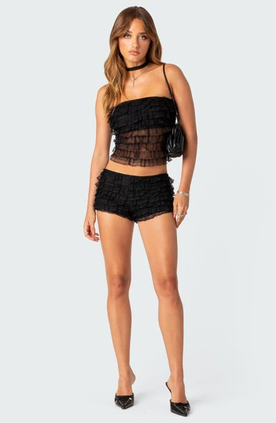 Edikted Julianna Ruffle Shorts In Black