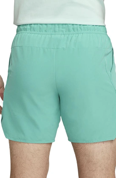 Shop Nike Court Dri-fit Advantage 7" Tennis Shorts In Washed Teal/ Lime/ White