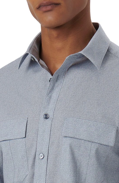 Shop Bugatchi Julian Shaped Fit Heather Stretch Cotton Button-up Shirt In Dusty-blue