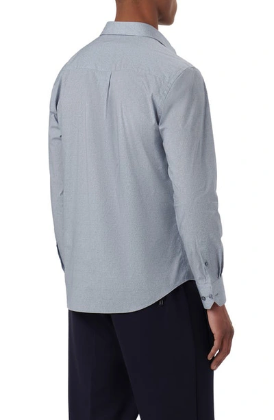 Bugatchi Julian Shaped Fit Heather Stretch Cotton Button-up Shirt In Dusty-blue