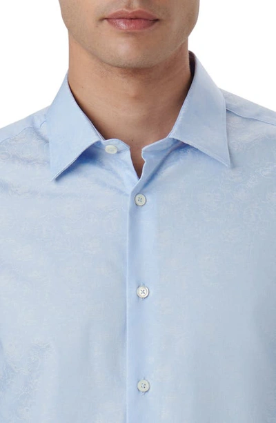 Bugatchi Julian Shaped Fit Print Button-up Shirt In Air-blue
