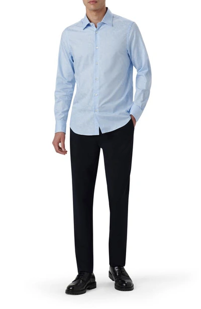 Bugatchi Julian Shaped Fit Print Button-up Shirt In Air-blue