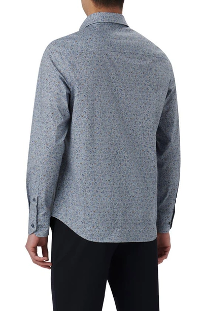 Shop Bugatchi Julian Shaped Fit Cave Art Print Stretch Cotton Button-up Shirt In Dusty-blue