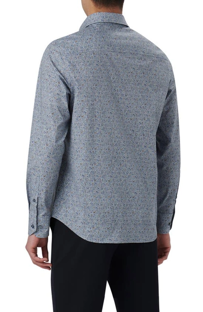 Bugatchi Julian Shaped Fit Cave Art Print Stretch Cotton Button-up Shirt In Dusty-blue