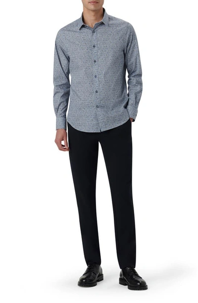Bugatchi Julian Shaped Fit Cave Art Print Stretch Cotton Button-up Shirt In Dusty-blue