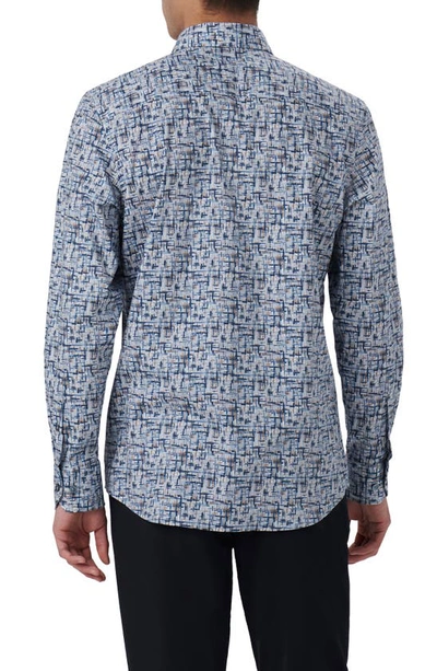 Shop Bugatchi Julian Abstract Print Cotton Button-up Shirt In Dusty-blue
