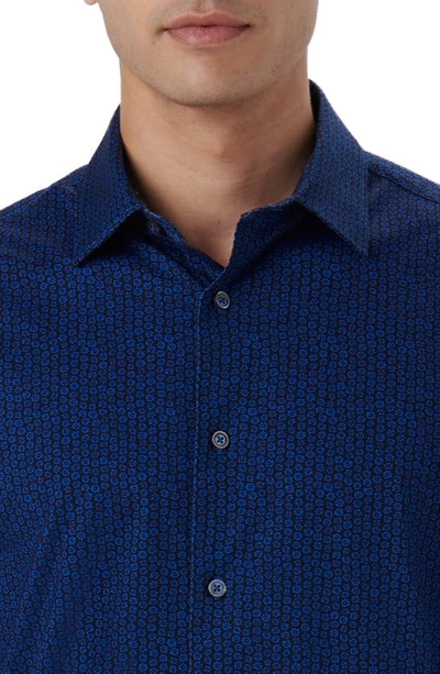 Bugatchi James Ooohcotton® Floral Button-up Shirt In French Blue