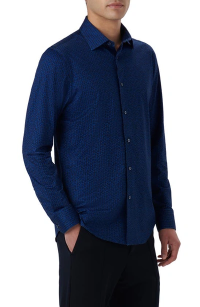 Bugatchi James Ooohcotton® Floral Button-up Shirt In French Blue