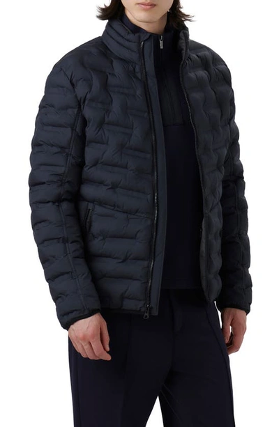 Shop Bugatchi Quilted Bomber Jacket In Navy