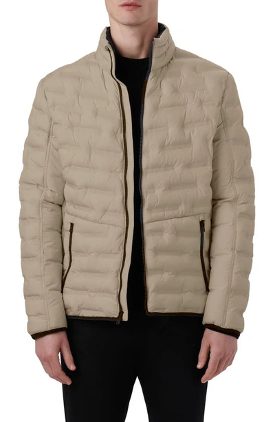 Shop Bugatchi Quilted Bomber Jacket In Sand