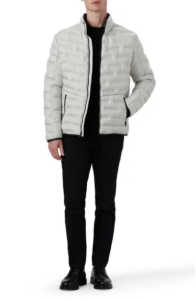Bugatchi Quilted Bomber Jacket In Stone