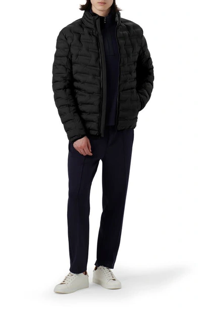 Bugatchi Quilted Bomber Jacket In Black