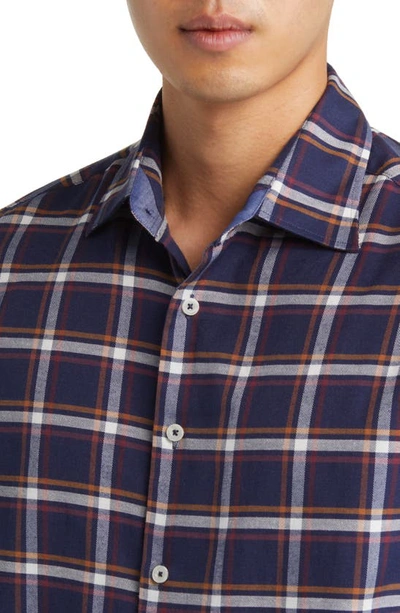 Shop Stone Rose Tricolor Plaid Dry Touch® Performance Button-up Shirt In Navy