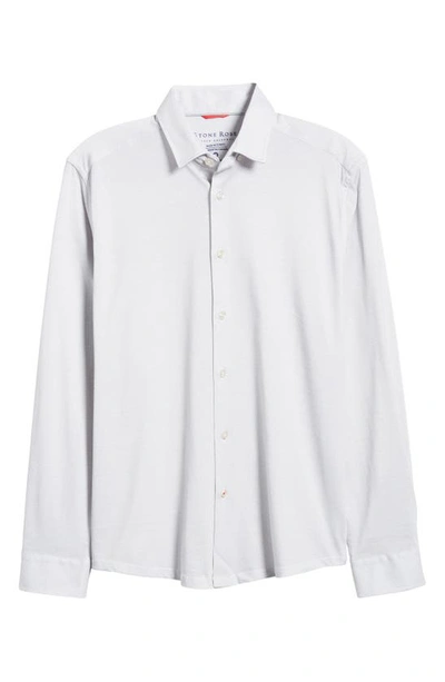 Shop Stone Rose Hourglass Geo Dry Touch® Performance Jersey Button-up Shirt In Grey