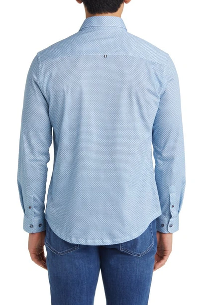Shop Stone Rose Hourglass Geo Dry Touch® Performance Jersey Button-up Shirt In Blue
