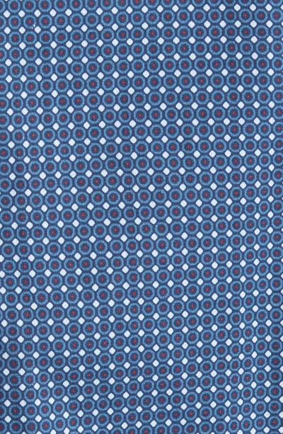 Stone Rose Ring Geometric Print Stretch Cotton Button-up Shirt In Slate Blue