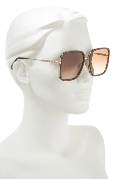 Shop Burberry Dionne 59mm Gradient Square Sunglasses In Dark Havana