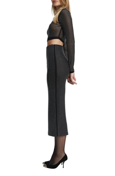 Shop Bardot Atlas Rhinestone Embellished Skirt In Black