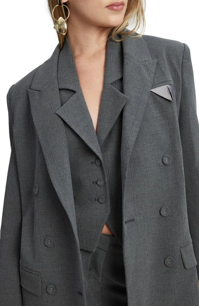 Bardot Classic Peaked Lapel Pinstripe Blazer In Grey Stripe
