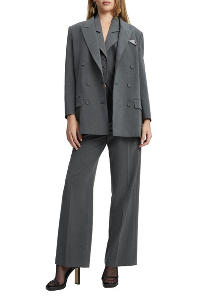 Bardot Classic Peaked Lapel Pinstripe Blazer In Grey Stripe