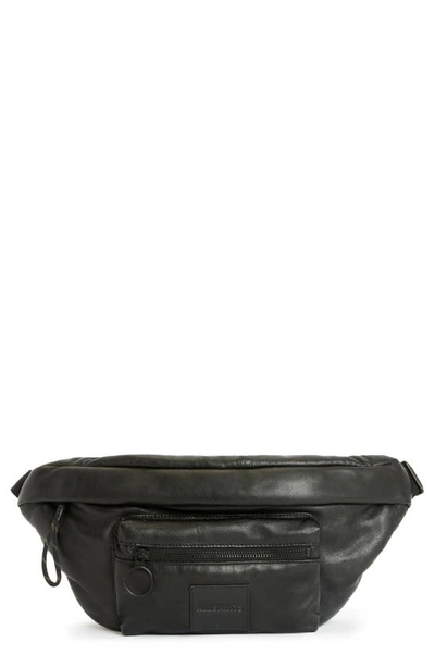 Shop Allsaints Ronin Leather Belt Bag In Black