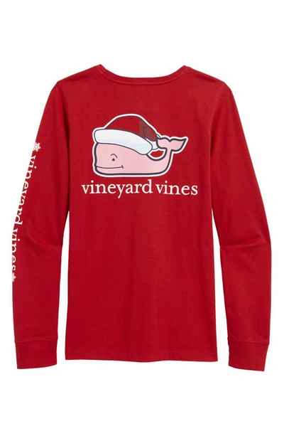 Shop Vineyard Vines Santa Whale Long Sleeve Cotton Graphic T-shirt In Red Velvet